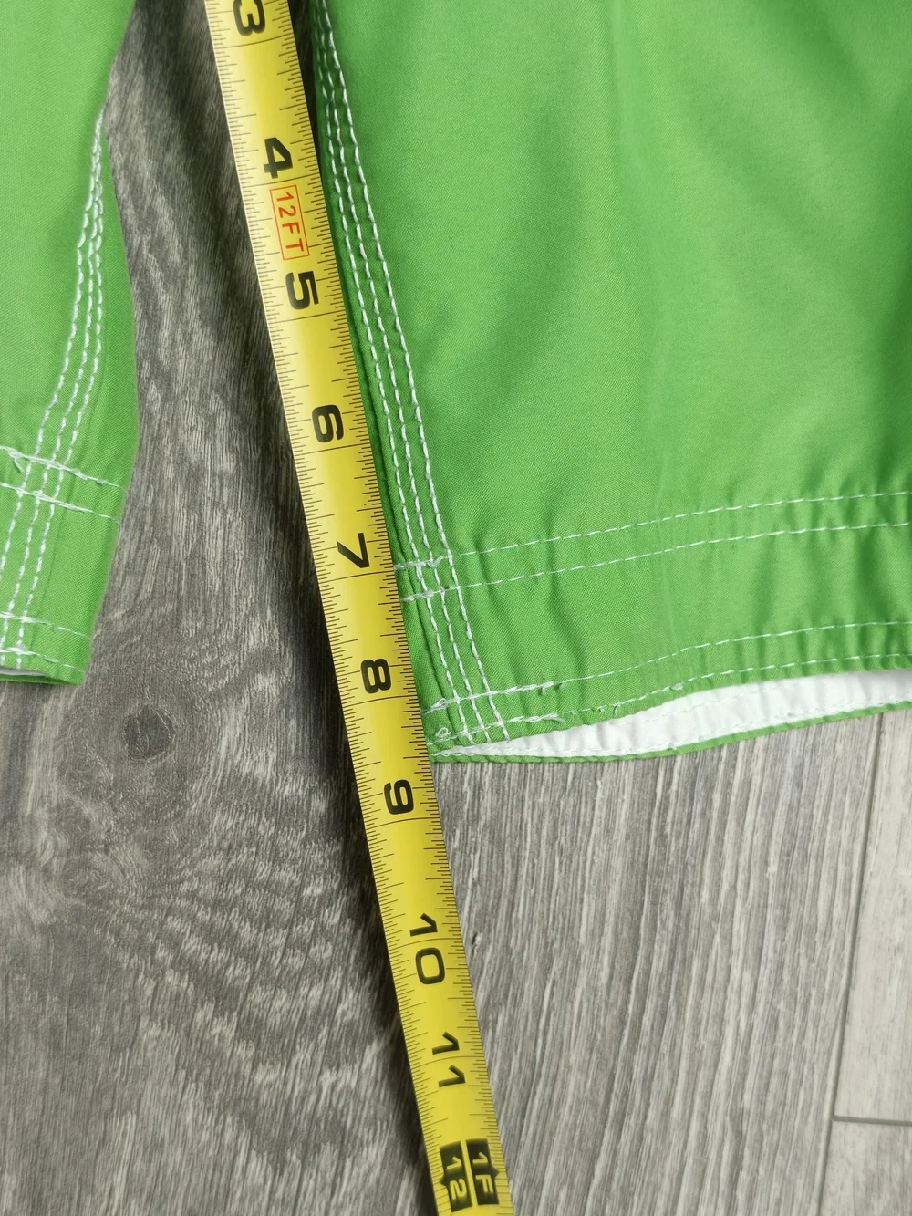 Abercrombie & Fitch Green Swim Trunks with Blue & White Stripes